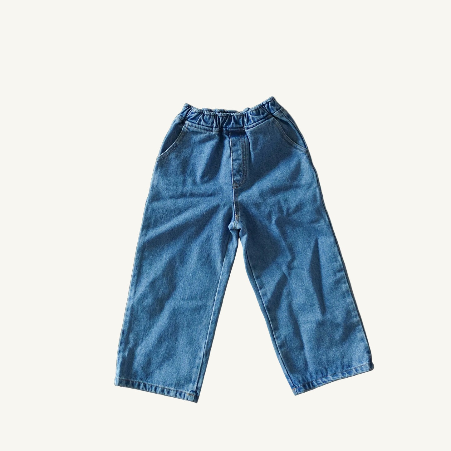 Point label wide denim pants