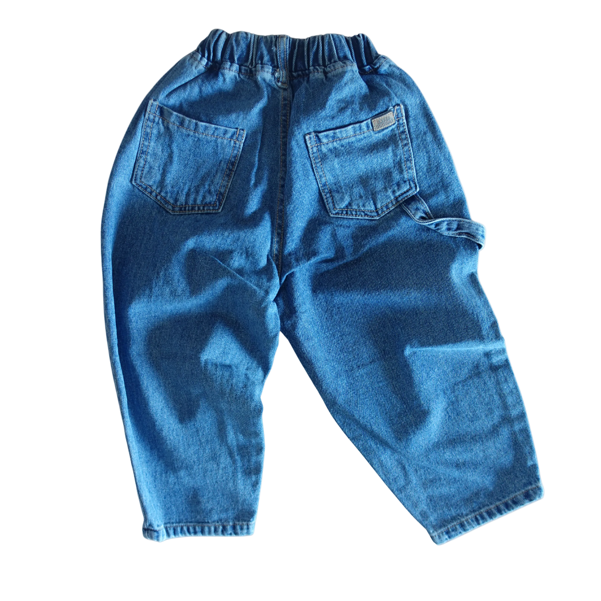 Blauwe balloon kinderjeans met wijde pijpen en ronde fit