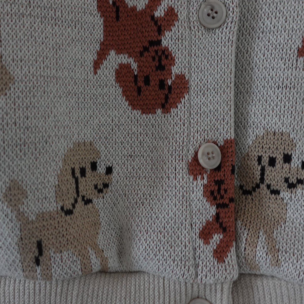 Beige pup cardigan voor kinderen met hondjespatroon