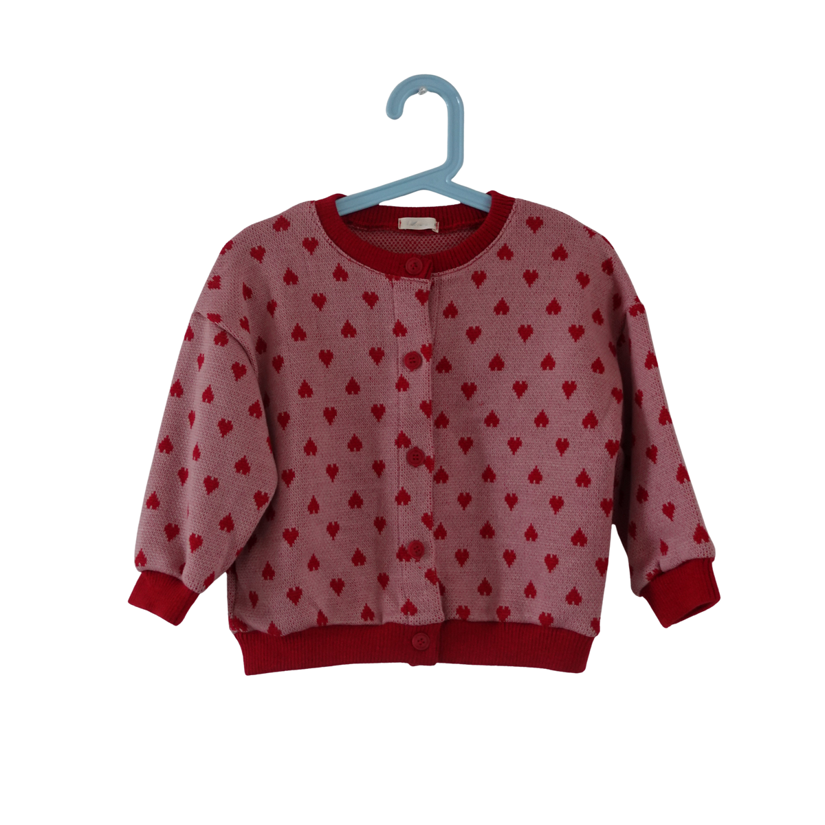 Rode Heart cardigan voor kinderen met hartjespatroon