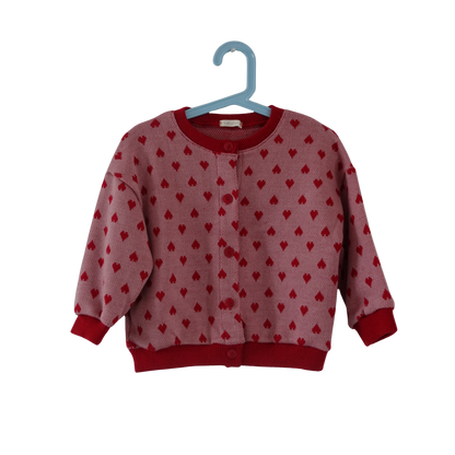 Rode Heart cardigan voor kinderen met hartjespatroon
