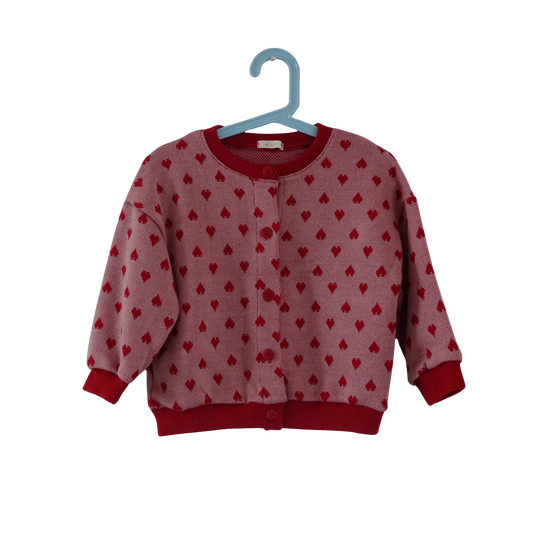 Rode Heart cardigan voor kinderen met hartjespatroon