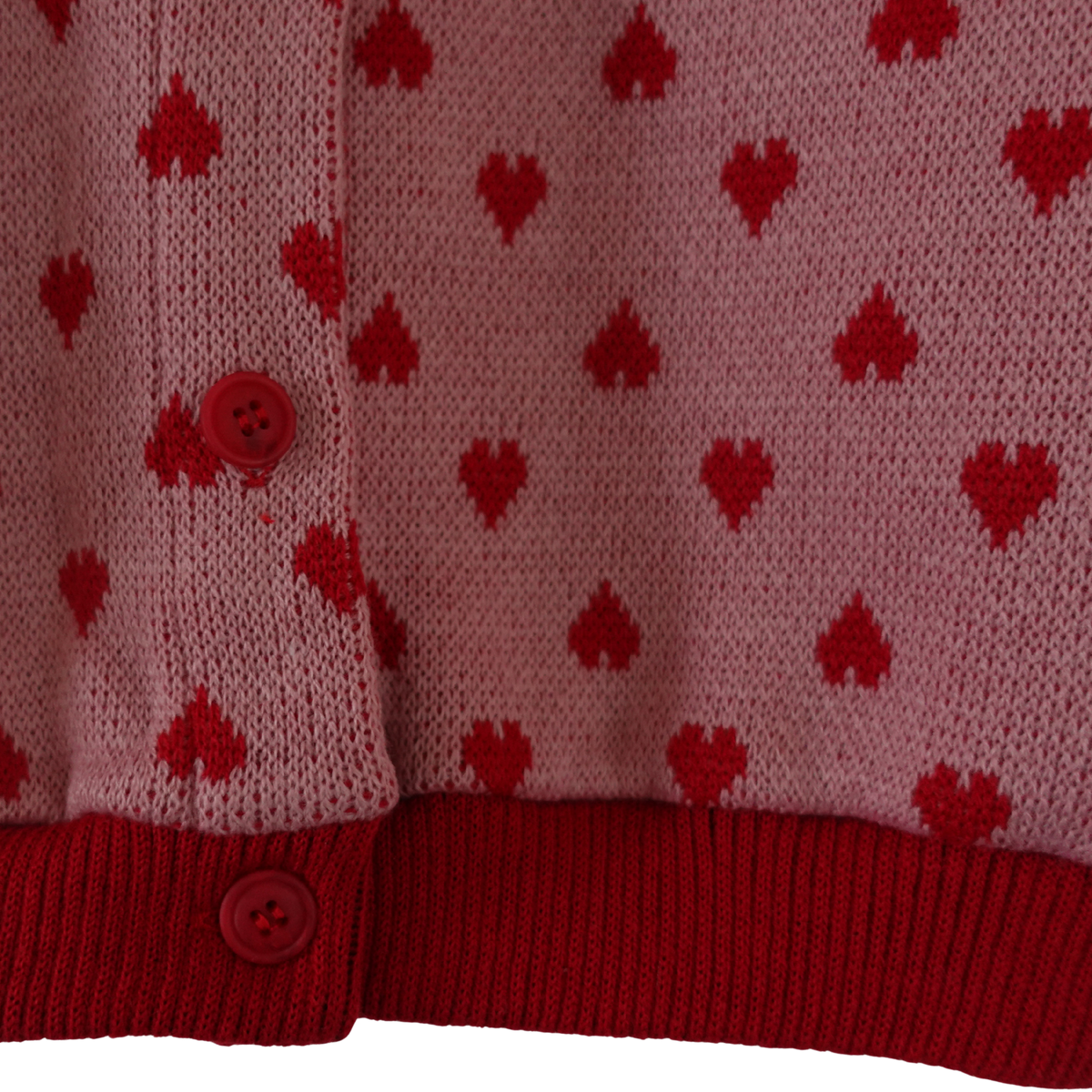 Rode Heart cardigan voor kinderen met hartjespatroon2