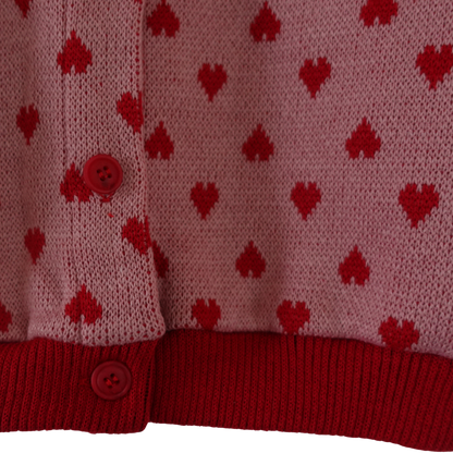Rode Heart cardigan voor kinderen met hartjespatroon2
