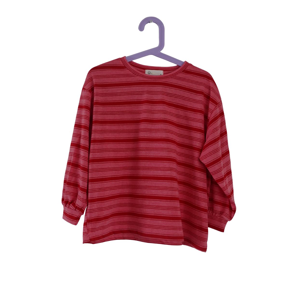 Roze gestreepte kinderlongsleeve met vintage look