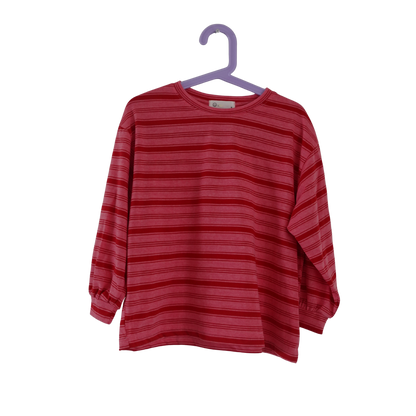 Roze gestreepte kinderlongsleeve met vintage look