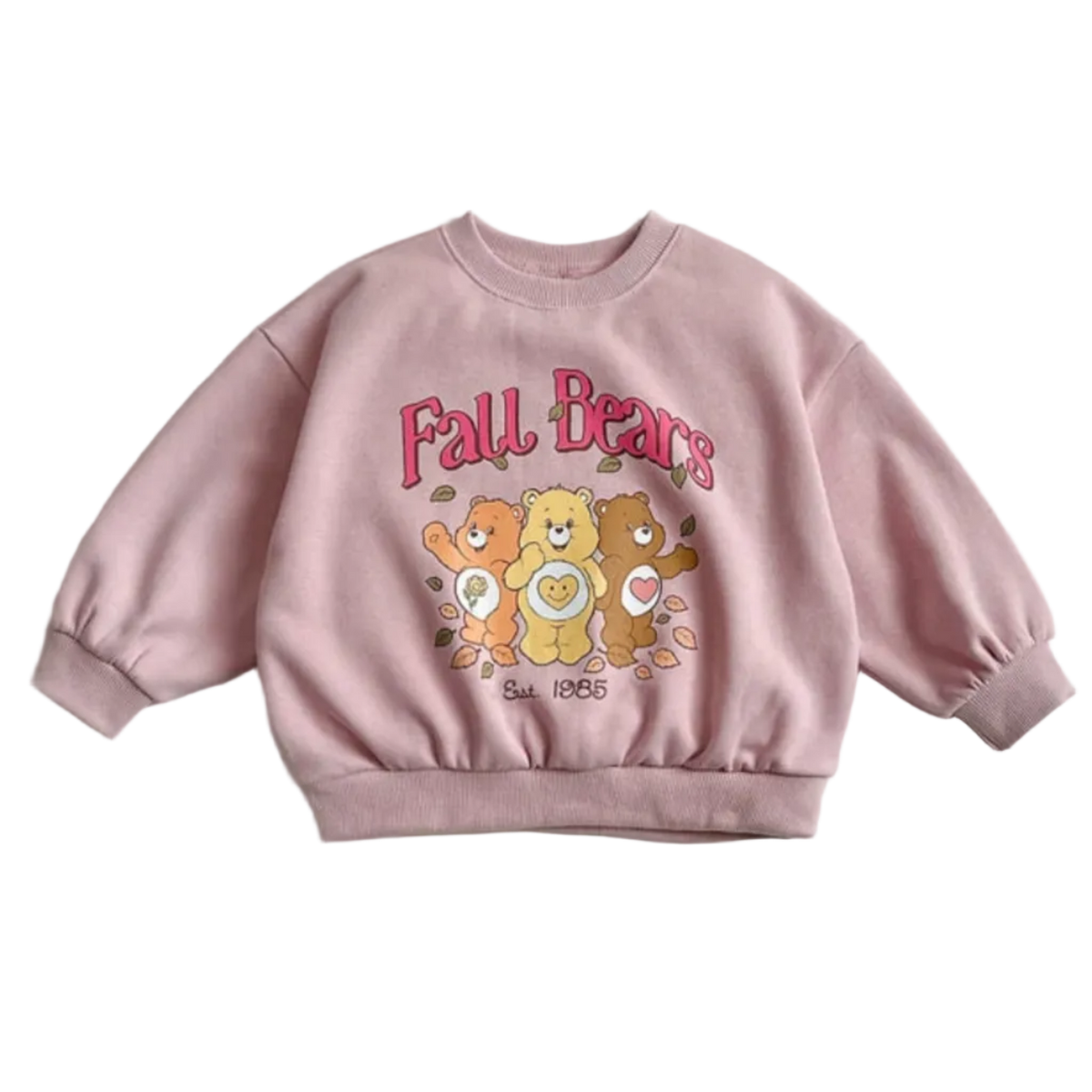 Roze Fall Bear kindersweater met berenprint